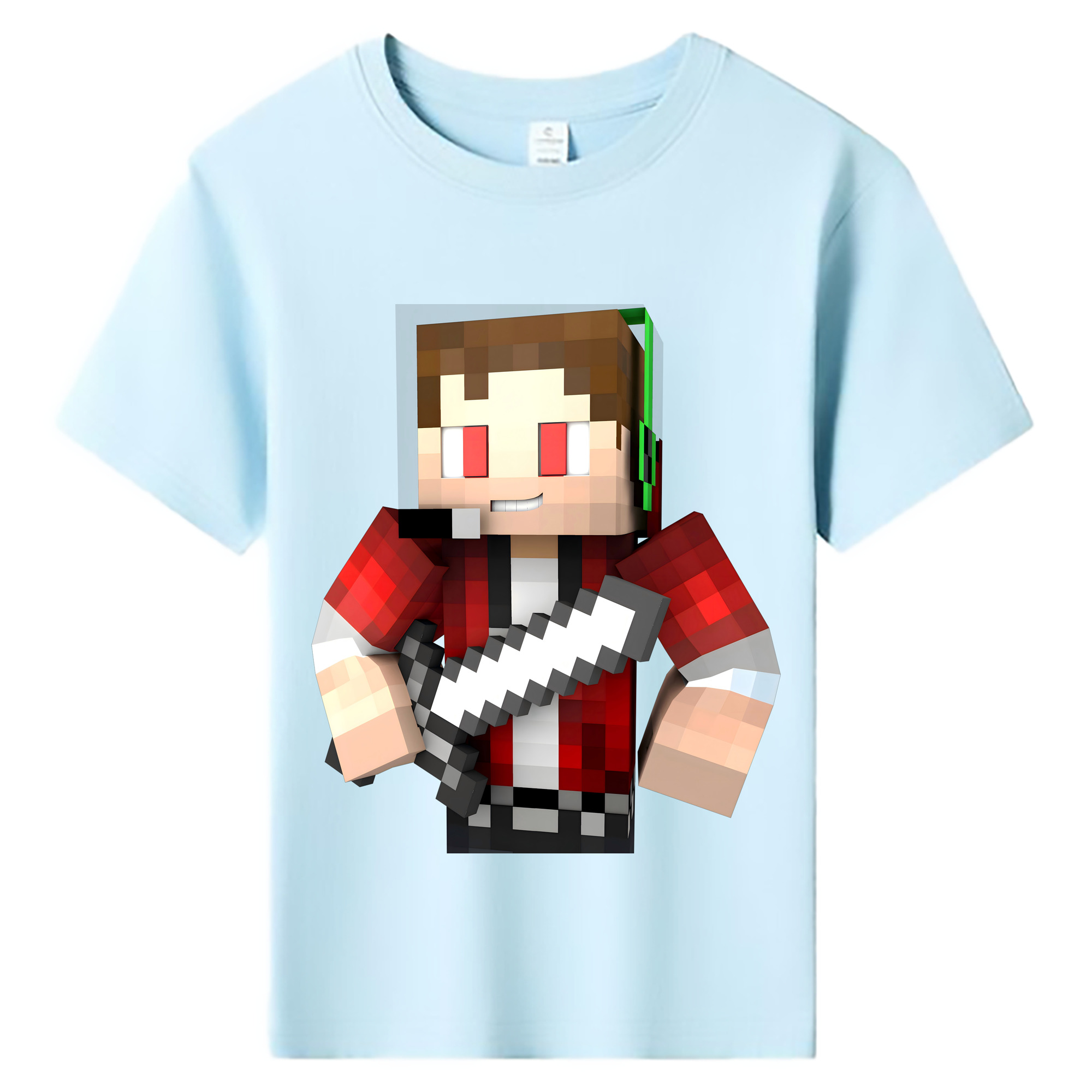 （画像用） マインクラフト ブロックの世界 Minecraft MC Block world 綿100％キッズTシャツ（フロントプリント）